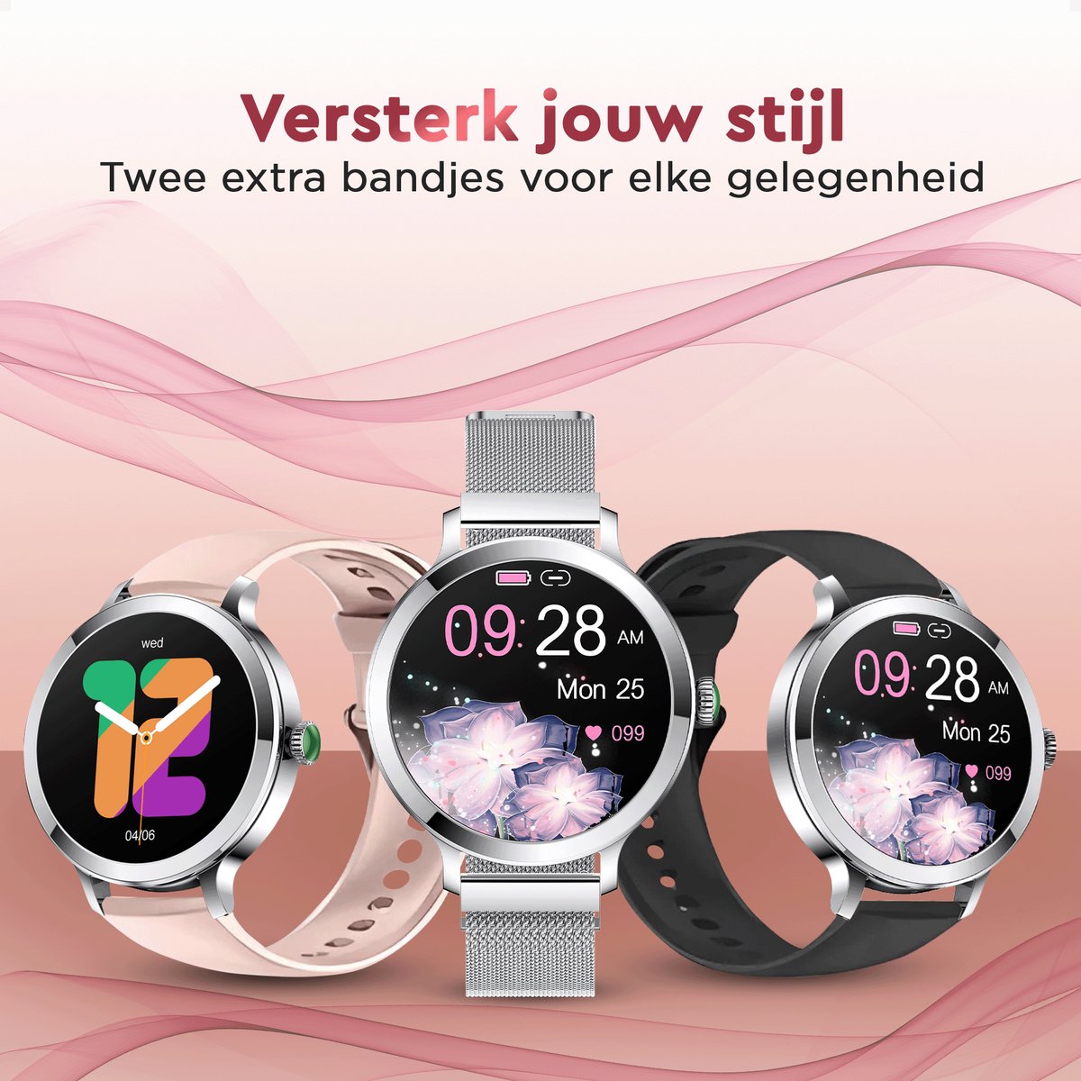 TIBA Golden Sound AMOLED Smartwatch Dames met Stappenteller - afbeelding 2