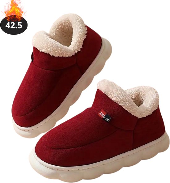 Livano Warme Pantoffels - Sloffen - Slippers - Dames - Heren - Pluche - Maat 42.5 - Rood