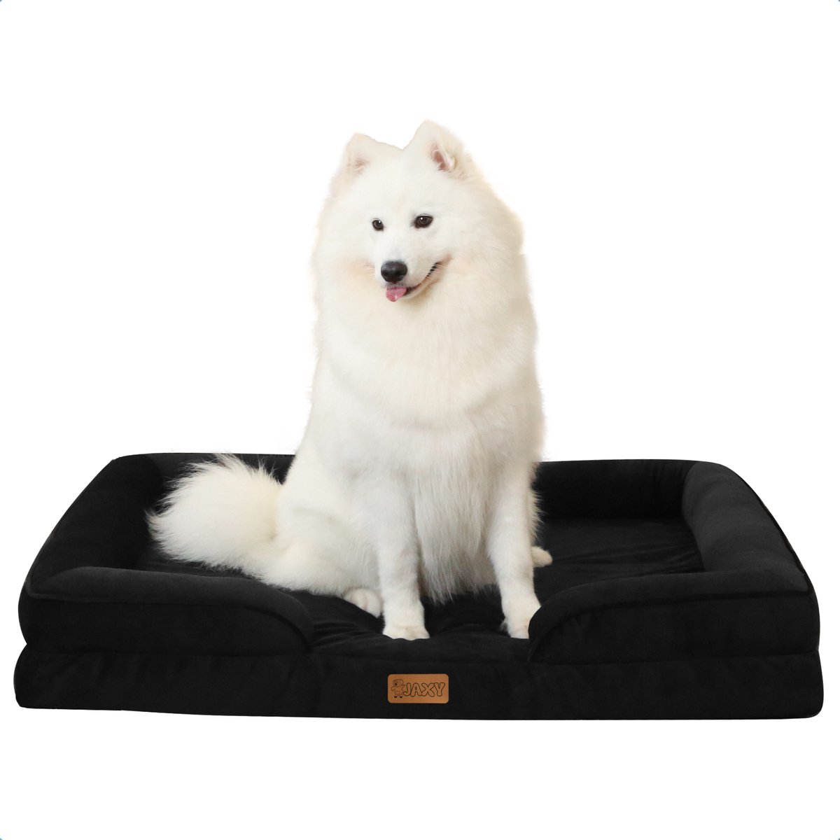 JAXY - Orthopedisch Hondenbed - Hondenmand - Hondensofa - Anti-Slip en Wasbaar - 107 x 81 x 16,5 x 16,5 - XL - Zwart
