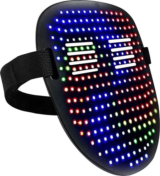 Masque LED - Masque d'habillage - Gadgets de Festival - Avec capteur - USB-C - Zwart