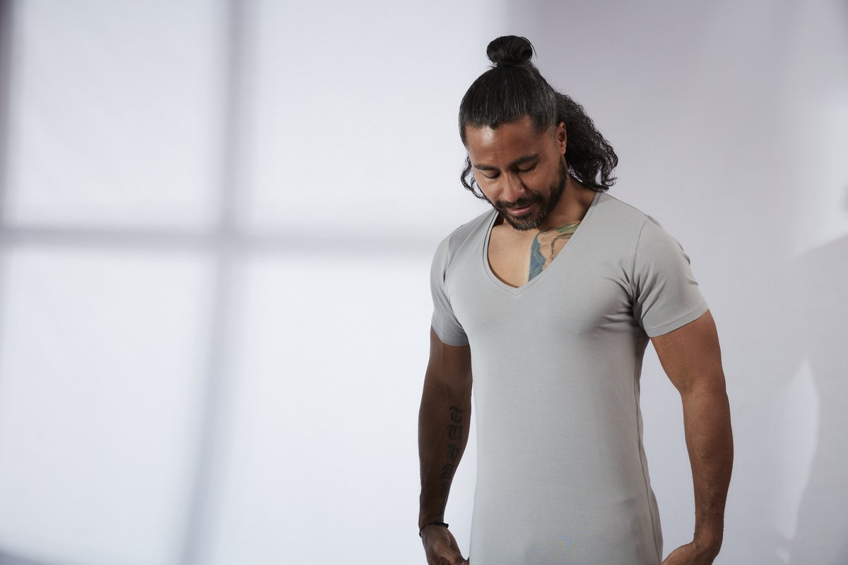 V-nus Stretch Grijs Diepe V-hals 2-pack XL