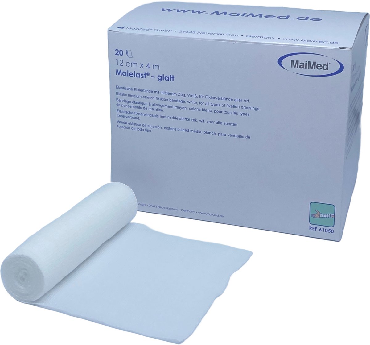 Goedkoopste Maielast-glatt 12cm x 4m fixatie bandage - gaasverband