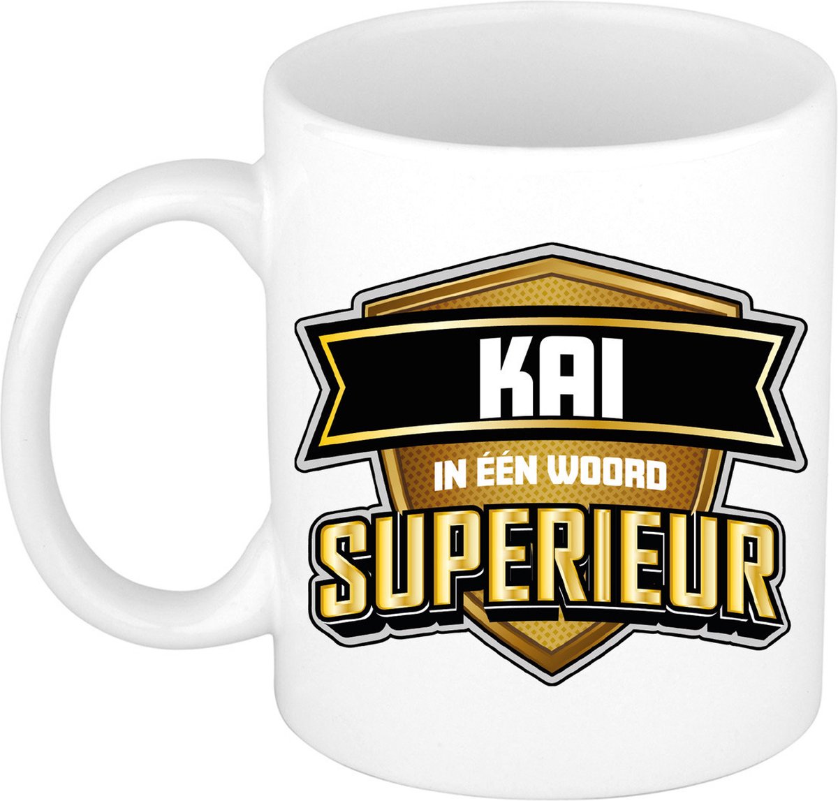 Bellatio Decorations Naam mok Kai - wit - Superieur - keramiek - 300 ml - collega beker - cadeau