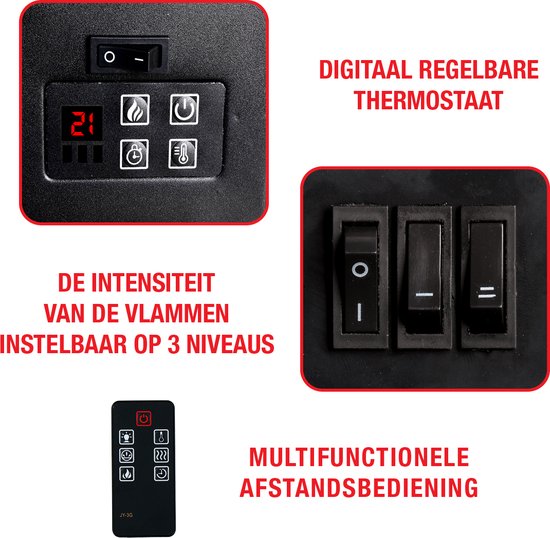 ClassicFire Memphis Cheminee Electrique - 1800W - LED