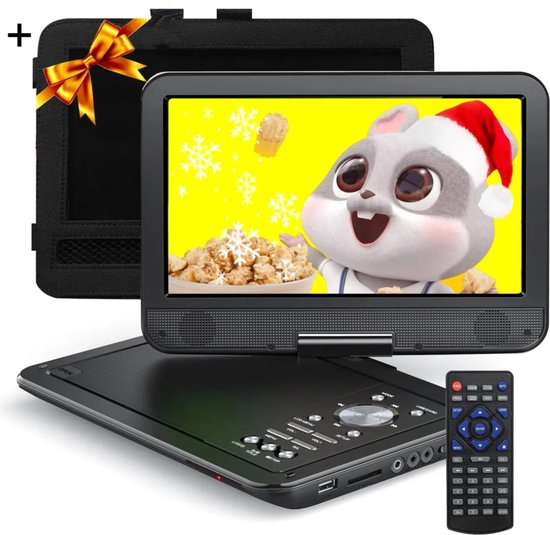 YOTON YD105A Lecteur DVD Portable de Voiture avec Appui-tête de Voiture - Écran HD Rotatif de 10,5" - Batterie - 4-6 Heures de Lecture - Pour Carte SD/USB/Sync TV - Zwart