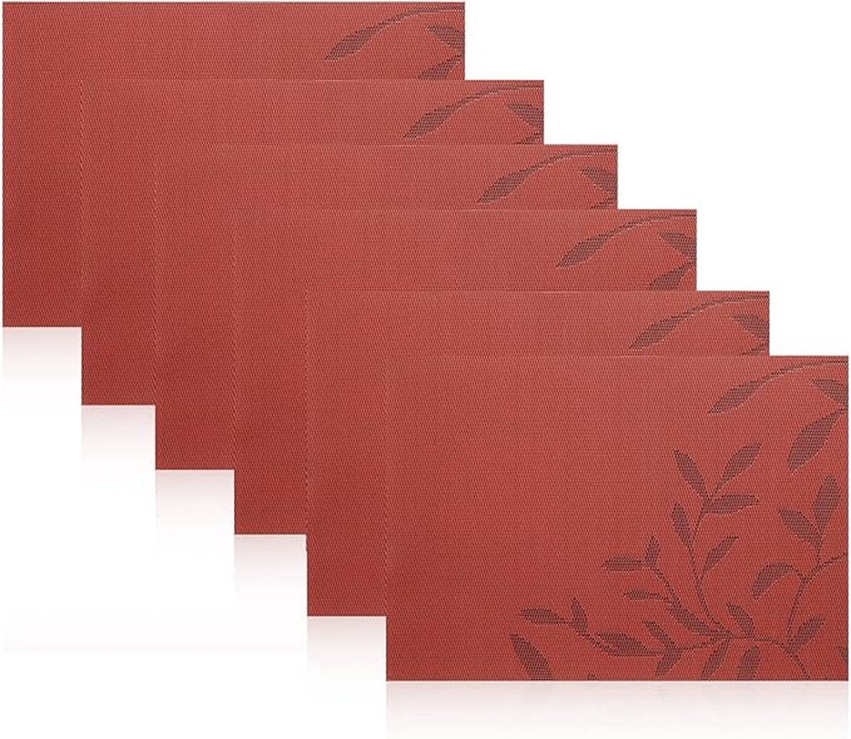6 Stuks - Placemats - Makkelijk schoon - Fijngeweven - PVC - Hittebestendig - 30 x 45cm - rood
