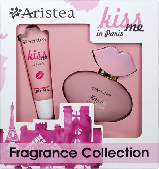 Aristea | Kiss Me in PARIS voor vrouwen | 2 delige geschenkset | Eau de Parfum + Lip Balm | Geïnspireerd door My way, Armani | Bloemige Geur | 25ml