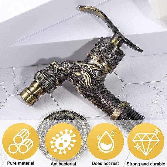 Retro Muurkraan van Messing - Antiek Design met Draak Motief voor Tuin, Badkamer en Keuken Decoratie — afbeelding 4