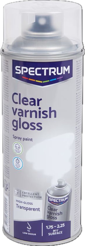 Spectrum Hoogglans Spuitverf Blanke Lak Transparant - Voor Binnen en Buiten - Sneldrogend - 400 ml
