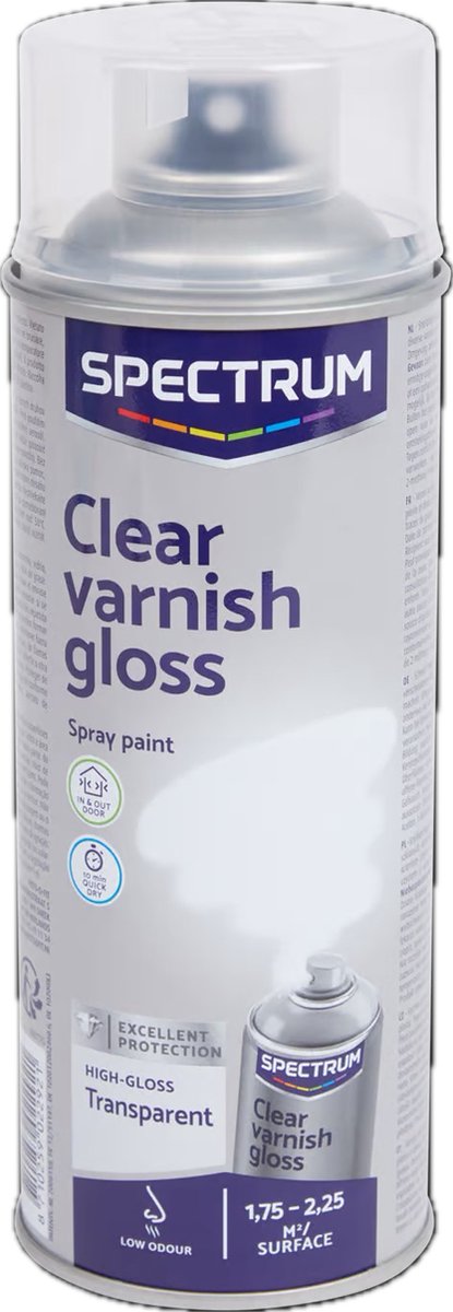 Spectrum Hoogglans Spuitverf Blanke Lak Transparant - Voor Binnen en Buiten - Sneldrogend - 400 ml