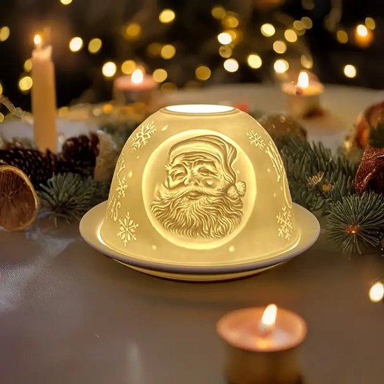 Candle Wisdom – Porseleinen waxinelichthouder – Merry Christmas – Porseleinen theelichthouder - Porseleinen koepel – Sfeerlicht - Cadeau – Geschenk – Valentijn – Moederdag – Verjaardag – Kerst