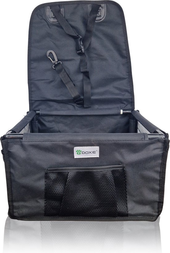 Doxie® Autostoel Hond – Extra Stevig – 40 x 40 cm – Inclusief Autogordel en Opbergtas – Zwart