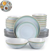 Bol.com Luxe Serviesset- 32 delig – 8 persoons – Porselein - Bordenset – Dinner platen – Dessertborden - Soepplaat - Kom - Groen aanbieding