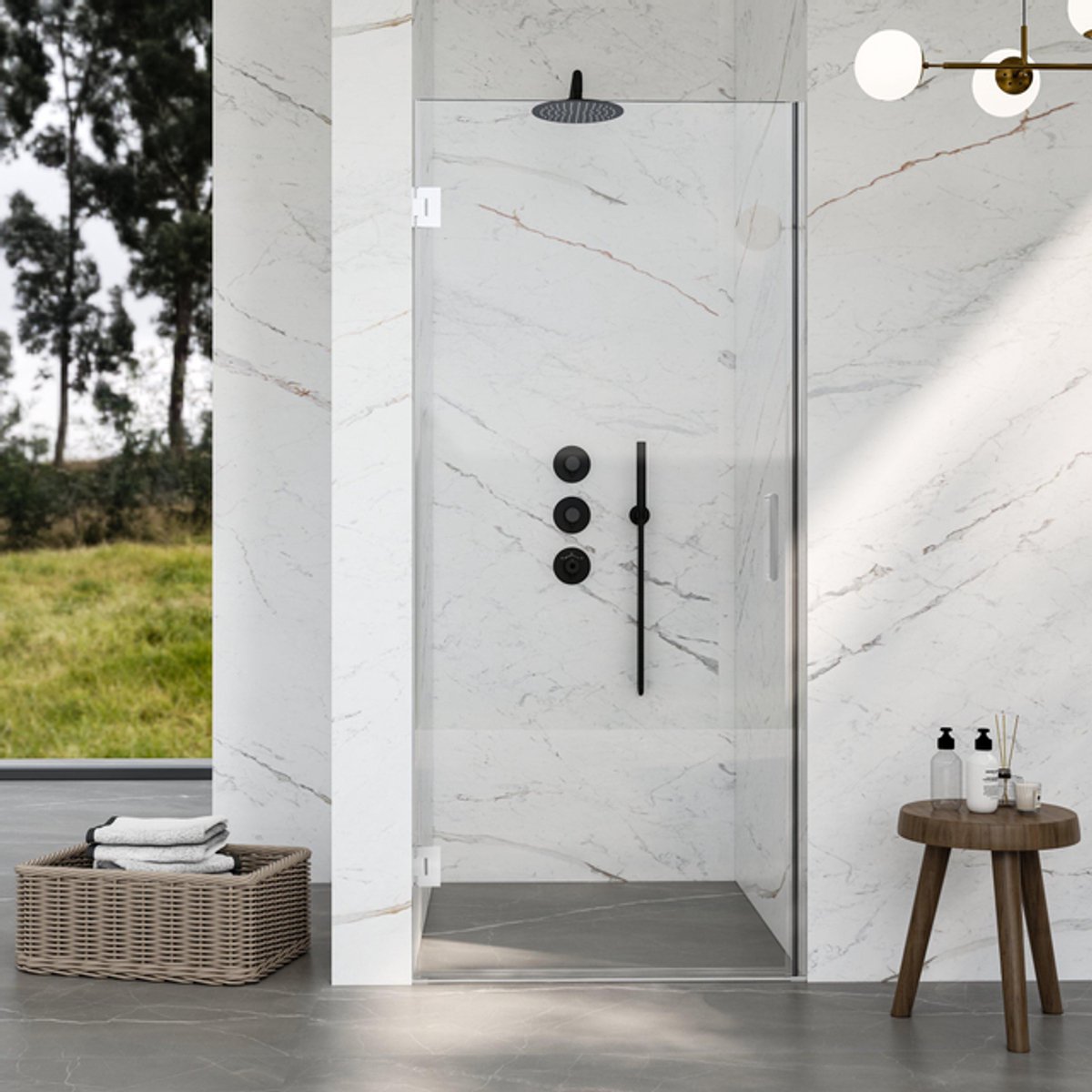 Marenza Neptune 5000 Douchedeur - 95x200cm - profielloos veiligheidsglas - anti kalk - chroom