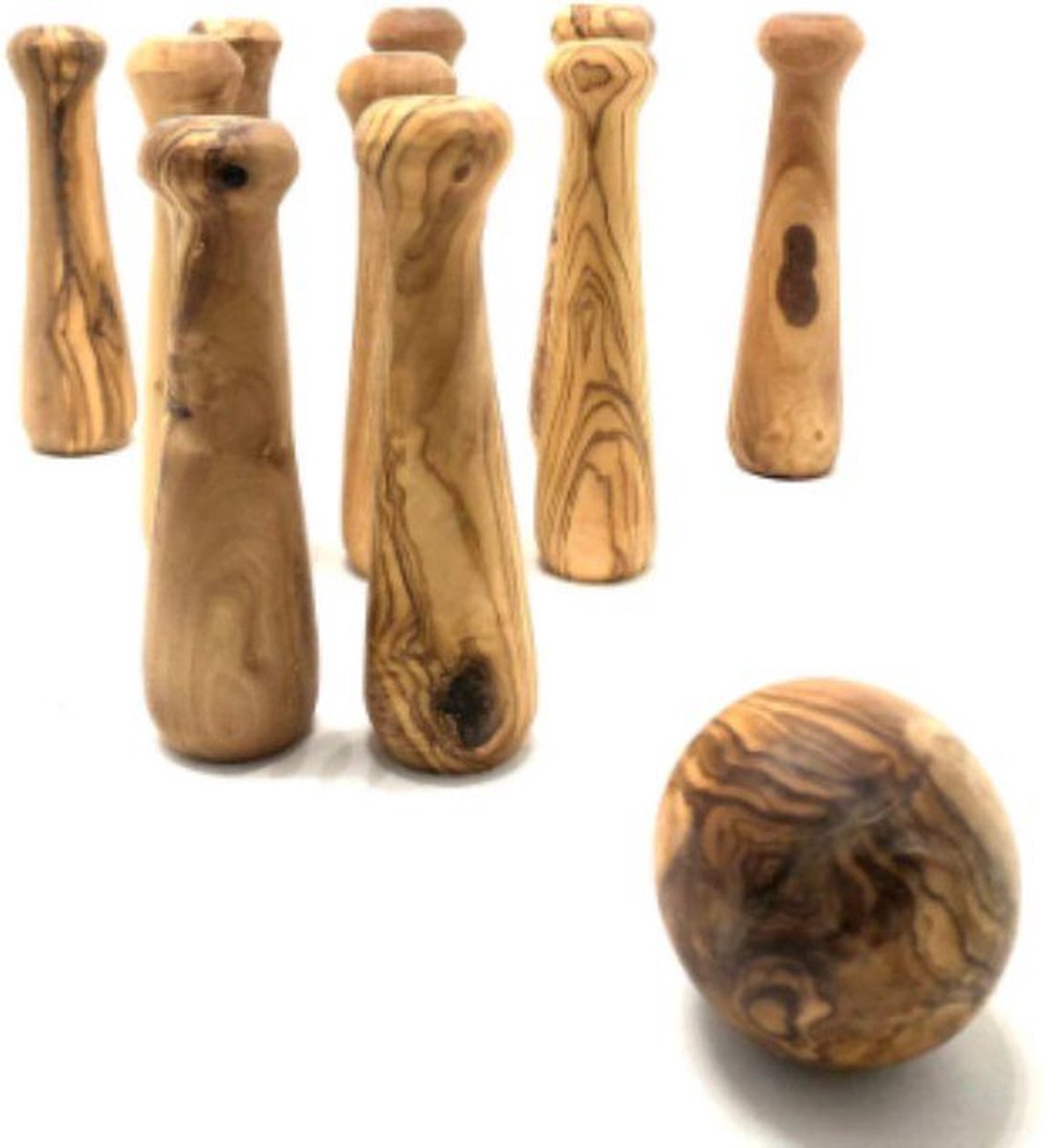 D.O.M. Houten Bowlingspel – Handgemaakt Houten Speelgoed van Olijfhout Duurzaam en Robuust