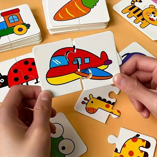 4-in-1 Educatieve Puzzelset voor Kinderen - Dagelijkse Voorwerpen, Voertuigen, Groenten, Fruit en Dieren - 64-delige Match Puzzel - Ontwikkeling van Hand-oog Coördinatie en Cognitieve Vaardigheden - Geschikt voor Kinderen van 0-3 Jaar van $ — afbeelding 4