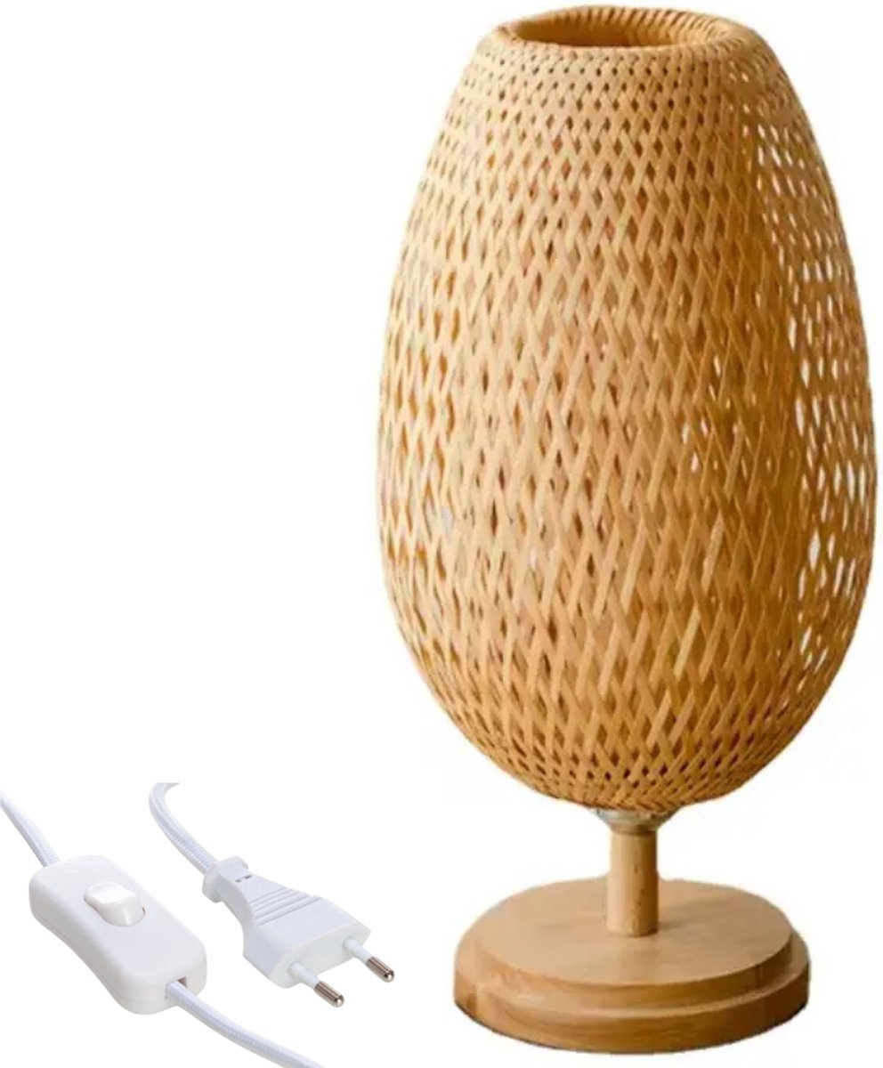 Lichtendirect – Tafellamp – 48 CM – Bamboe – Tafellamp voor slaapkamer – Nachtlamp - Tafel lamp voor woonkamer – Tafellampen