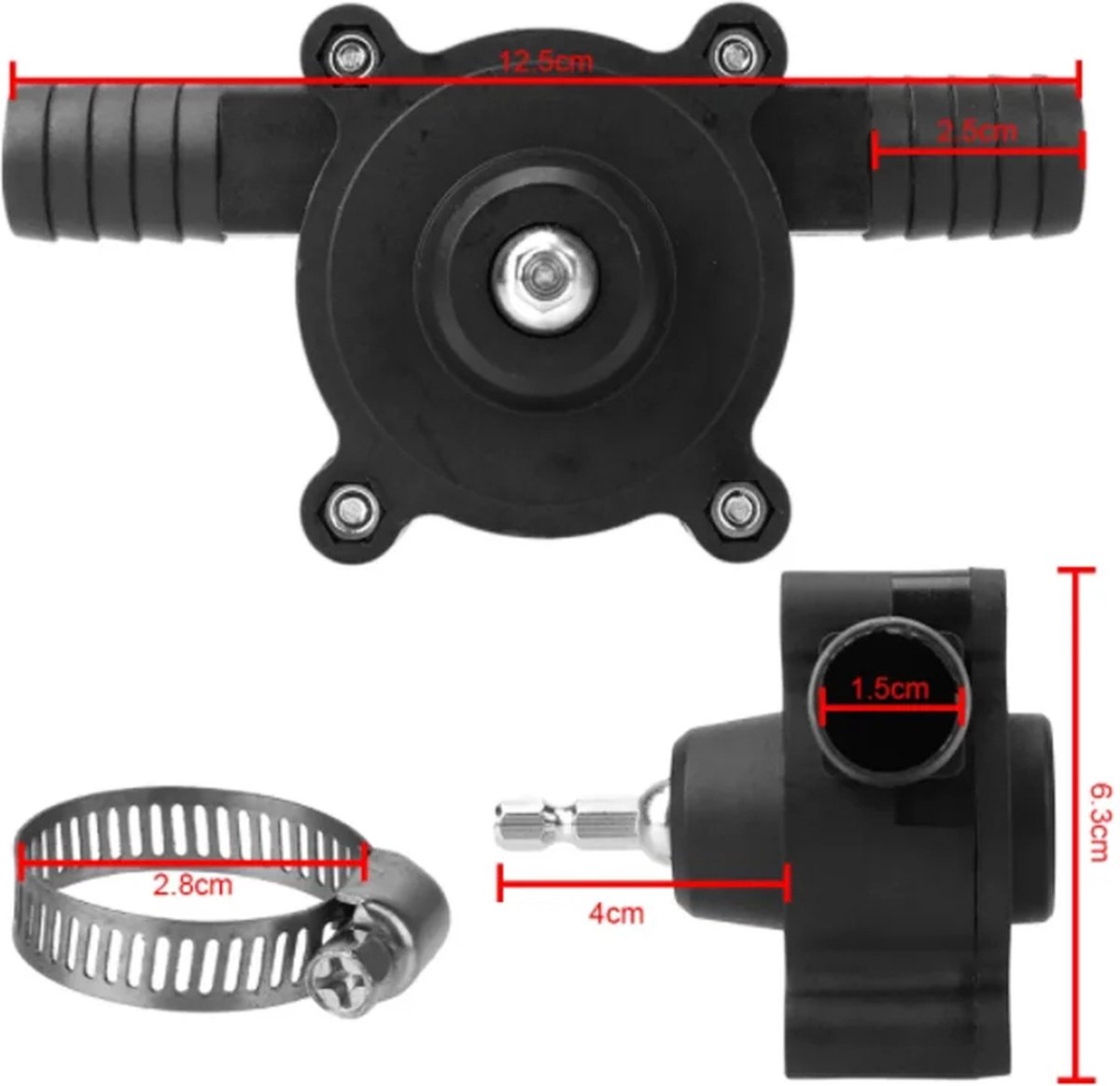 Draagbare Elektrische Boorpomp Zelfaanzuigende Vloeistofoverdrachtspompen Kleine Huishoudelijke Waterpomp Tuin Buitengereedschap - Zwart thumbnail 4