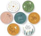 Ronde, christelijke kerstkaarten met enveloppen - 14 stuks - Kerst - Kaartenset - Christelijk - Bijbeltekst - Kerstkaartenset - 13 x 13 cm