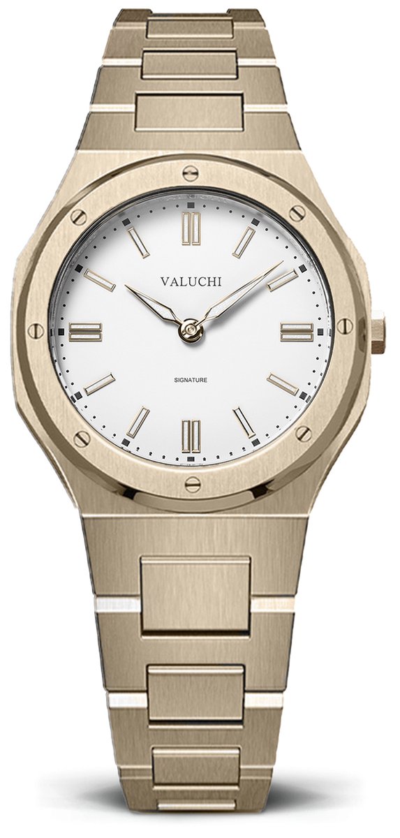 Valuchi Signature - Vrouwen horloge - 31mm - Geelgoud Wit
