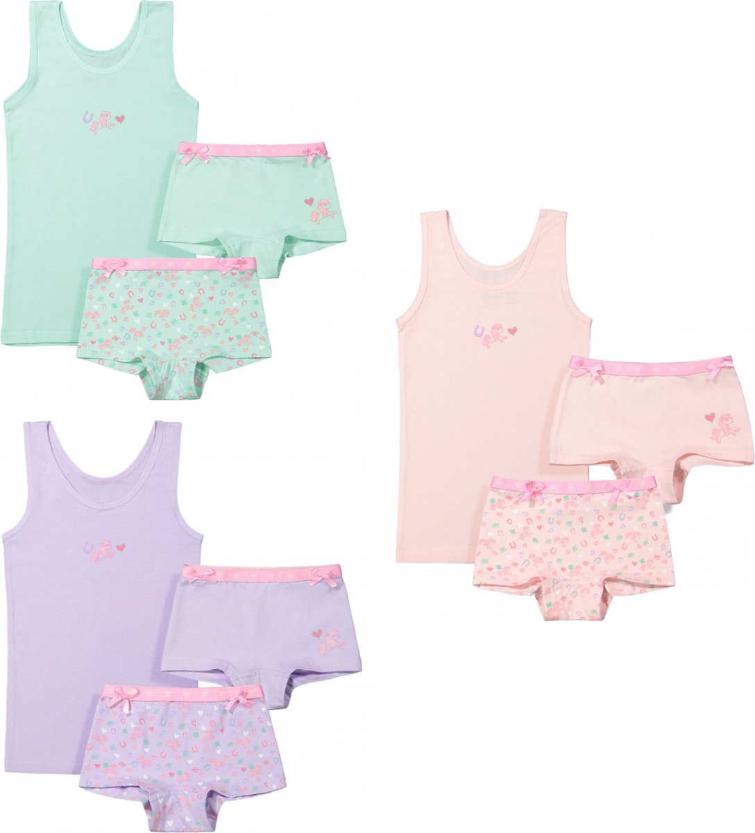 Funderwear - kleuter/kinder/tiener - Ondergoed sets - meisjes - Paarden - 3 sets - maat 92/98
