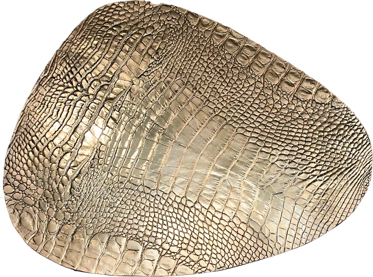 Pattiny - Placemats - Leer - Croco - Goud - Organisch - 2 stuks