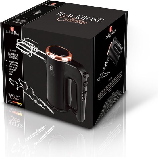 Berlinger Haus Handmixer 300W - 5 snelheden en Turbofunctie - Mixer met Deeghaken, Gardes - Krachtig en Compact - Zwart van Berlinger Haus — afbeelding 2