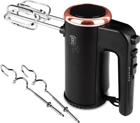 Berlinger Haus Handmixer 300W - 5 snelheden en Turbofunctie - Mixer met Deeghaken, Gardes - Krachtig en Compact - Zwart van Berlinger Haus — afbeelding 4