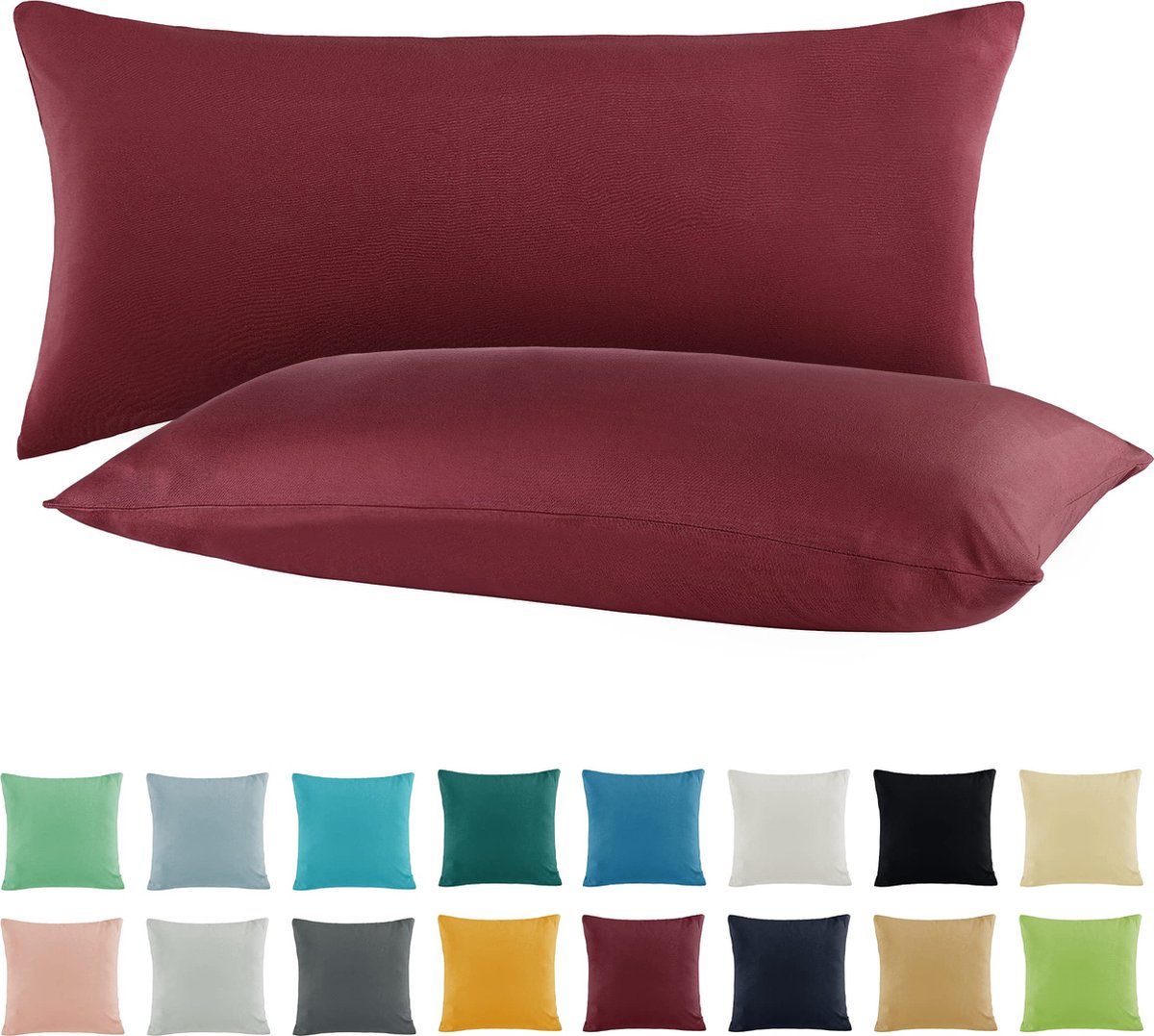Goodivery ® Katoenen Kussenslopen Set met Ritssluiting in Diverse Kleuren en Maten