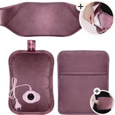 STAUS&BACH Bellune - Elektrische kruik met hoes - Warmwaterkruik met 3 warmtestanden (50°C tot 65°C) - 2 tot 10 uur Warm - Warmtekruik voor baby - Buikverwarmer, nekverwarmer en rugverwarmer - Menstruatie warmteband - Bordeaux rood