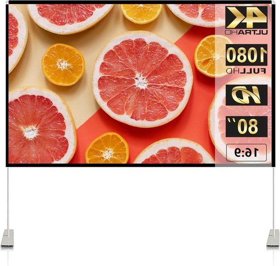 Projectorscherm, 60-200 inch Draagbaar Opvouwbaar Projectiescherm Hoge Dichtheid Wit Anti-Kreuk Zacht Projectiescherm 16:9 Indoor Outdoor, voor thuis buiten binnen(200 inch
