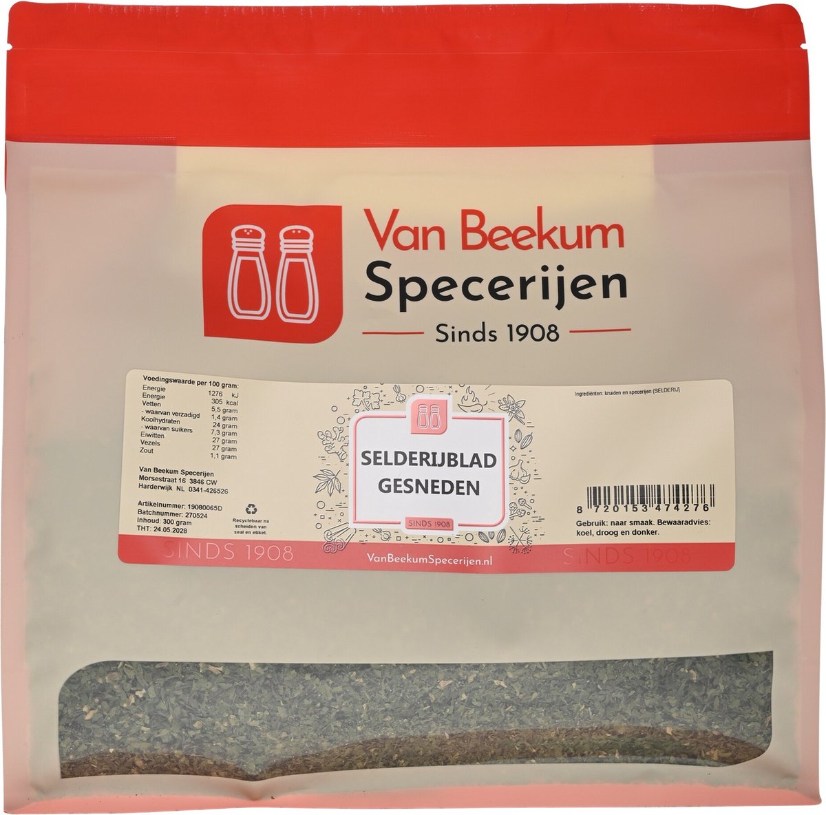 Goedkoopste Van Beekum Specerijen - Selderijblad Gesneden - 300 Gram (hersluitbare stazak