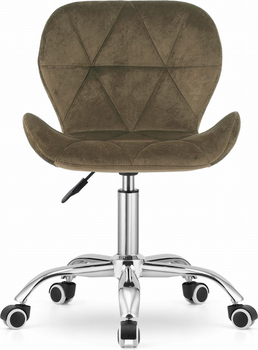 Bureaustoel AVOLA DORY-21 Bruin, Velvet Zitting, Ergonomisch en Verstelbare Zithoogte, 5-Poot Chrome Basis, Geschikt voor Thuis en Kantoor, Max. 110 kg