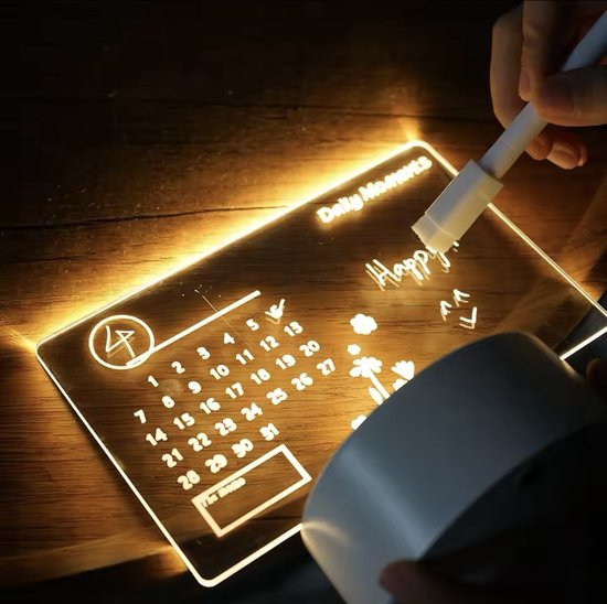LED Schrijfbord - Schrijfbare lamp - Nachtlamp - Acrylglas - Lichtgevende planner en notitiebord - Kalender 2025 - Geschenkset van Macado — afbeelding 3