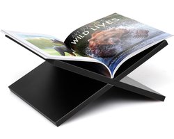 Boekenstandaard - Boekenhouder voor Koffietafelboeken - 33x19x29cm - Hout - Zwart - Hanamura