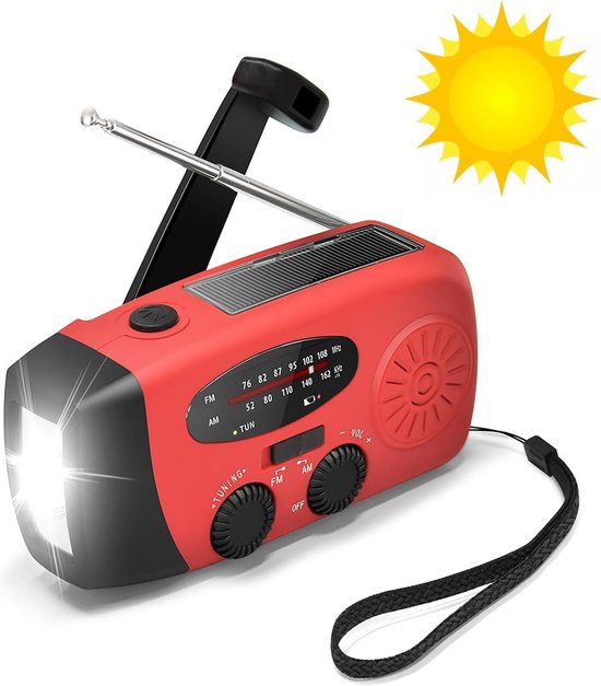 Radio Op Batterijen (Accu) Voor Rampen - Radio Opwindbaar - Noodradio - Noodradio Solar Opwindbaar