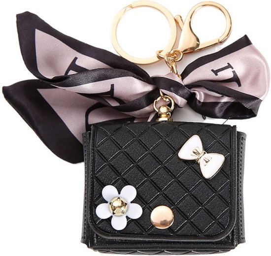 okido - Handtas Hoesje geschikt voor Airpods Pro 3 - Luxe leren handtas case voor alle Airpods - Zwart - Bag Charm - Sleutelhanger case geschikt voor Apple AirPods 1/2/3/4 en Pro 1/2/3 - Airpods hoes