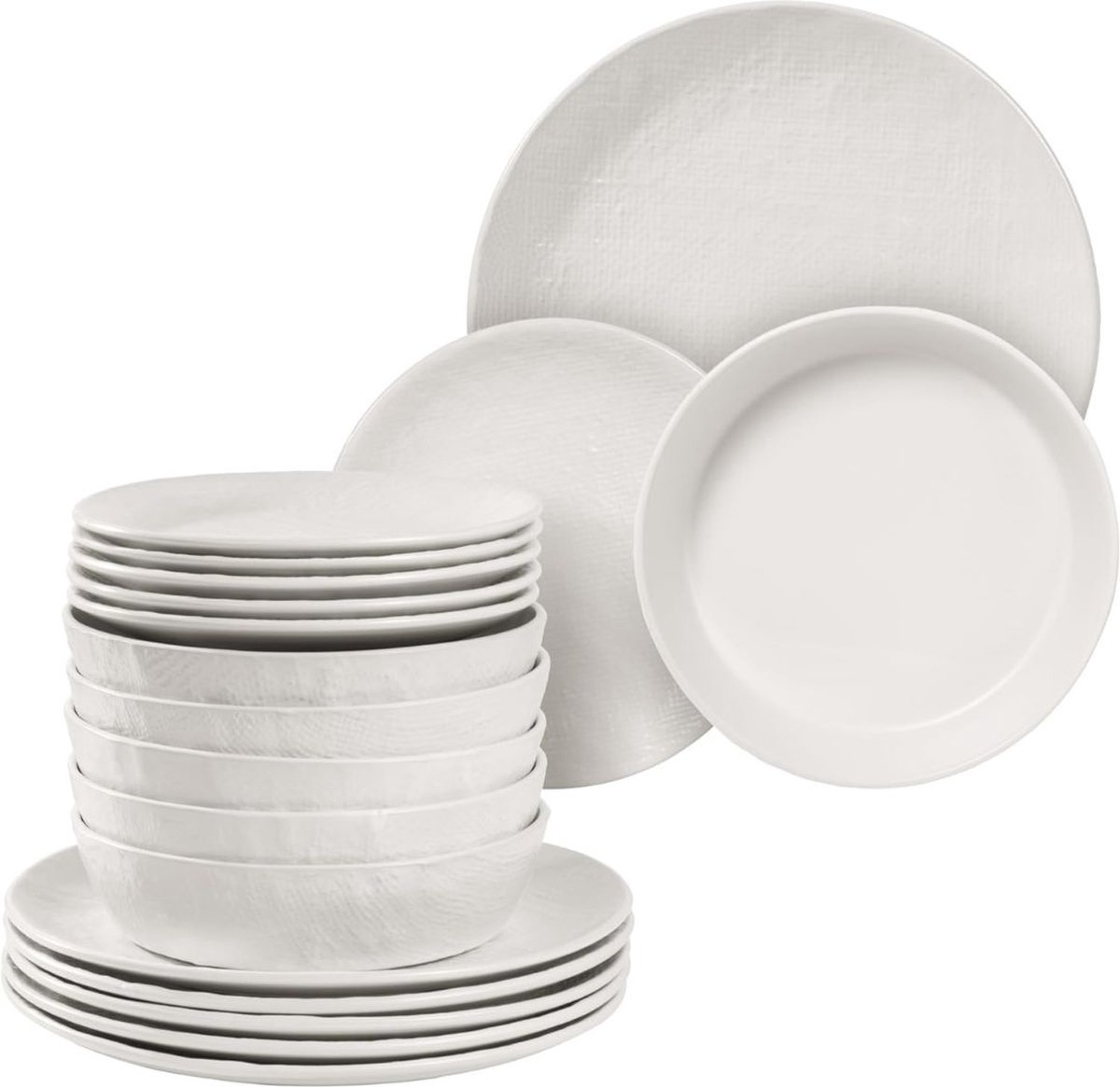 ApexArte® Serviesset - Bordenset 6 Persoons - Chique Bordenset - Porselein - Linnen Wit