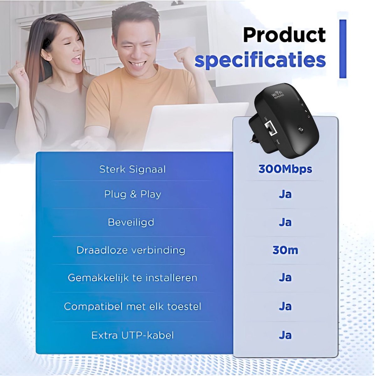 Wifi Versterker Stopcontact - Wifi Repeater - Wifi - afbeelding 2