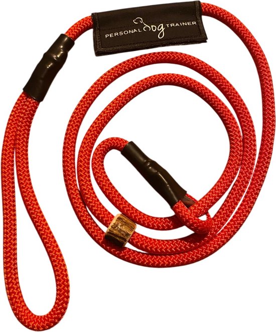 Hondenriem van rond nylon sliplijn 170cm x 8mm rood