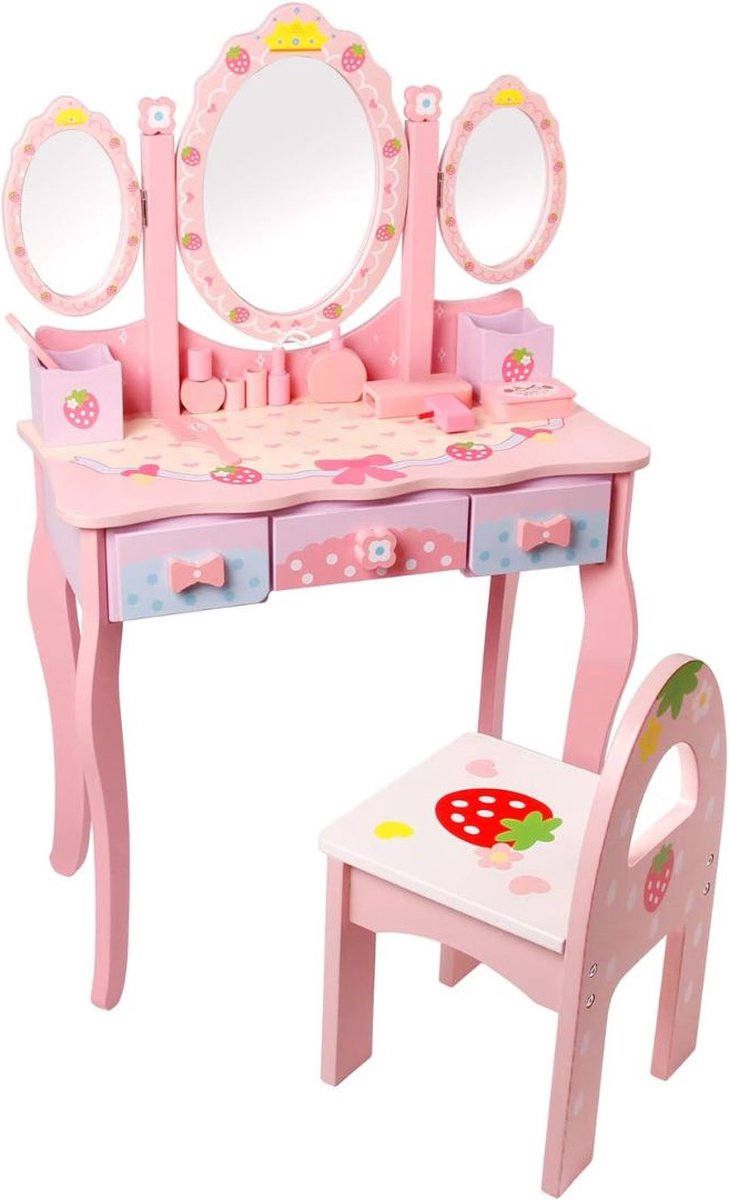 ApexArte® Kaptafel Kind - Make up Tafel voor Meisjes - Schminktafel - Roze
