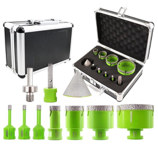 Diamond Core Boor Set voor Porselein Tegel Keramisch Marmer Graniet Boren, BRSCHNITT 20/35/40/50/68 20mm vinger bit &50mm diamant afschuining bit met M14 schroefdraad & adapter