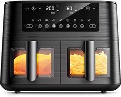 Dual Zone Heteluchtfriteuse 9L XL 2 Laden 9 in 1 Touchscreen Smart Timerfunctie Gezond Koken Zonder Olie