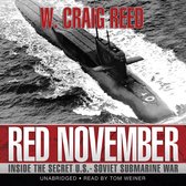 Een onderzeeër, 'Red November' staat op de kaft, met de tekst 'Inside the secret U.S.-Soviet submarine war'.