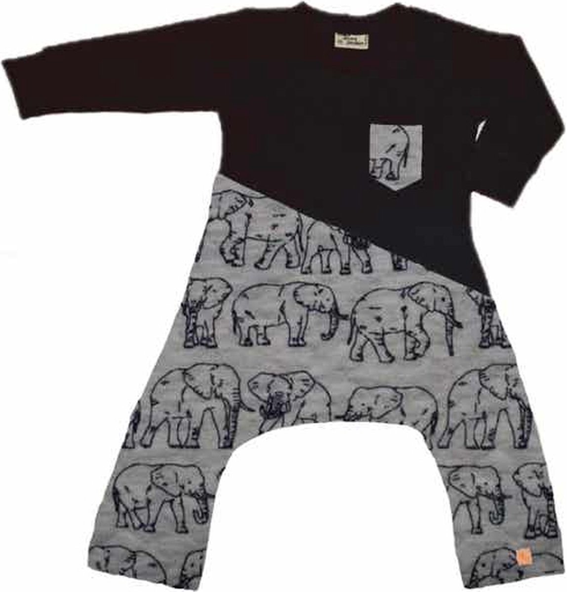 Onesie geschikt voor Pavlik, gipsbroek en Broek geschikt voor Pavlik, gipsbroek en spreidbroek Olifanten grijs