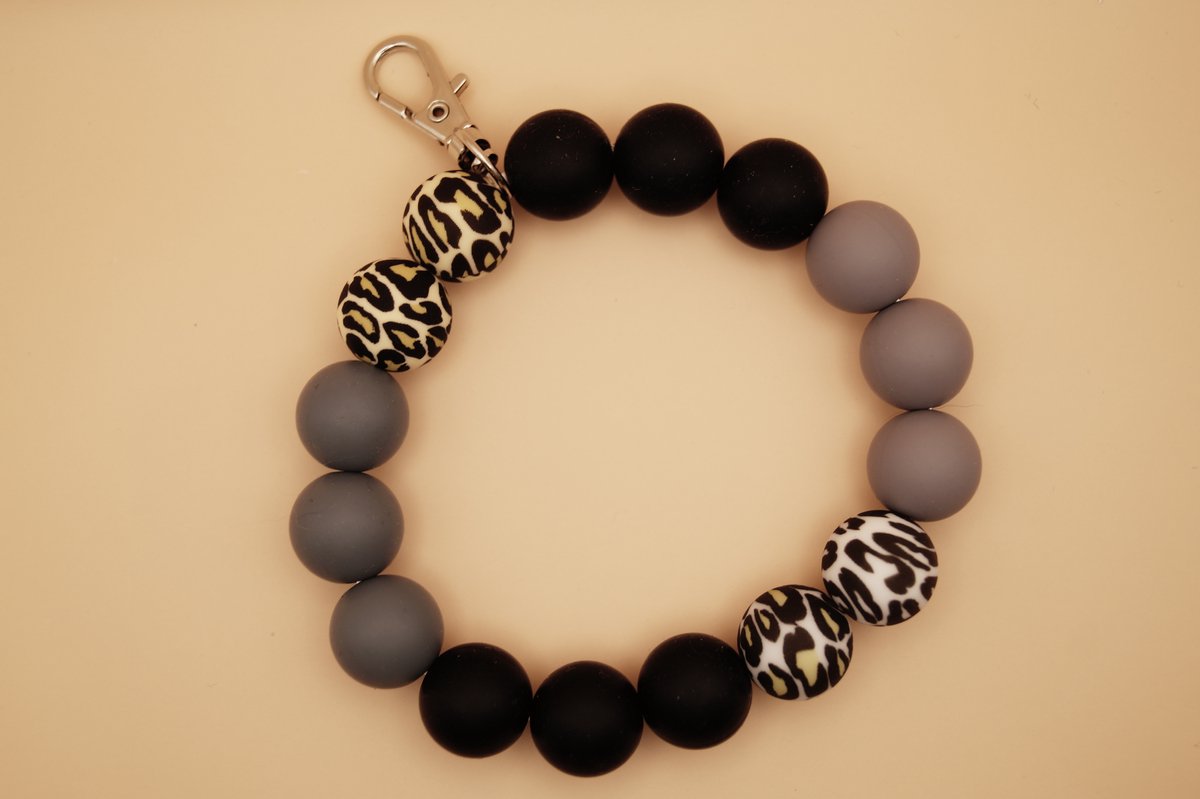 Sleutelhanger - Key Wristlet - Grijs - Zwart - Tijgerprint