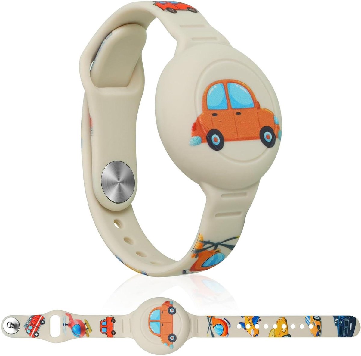 Horlogeband siliconen armband compatibel met Airtag - beschermhoes voor AirTag - witte auto .