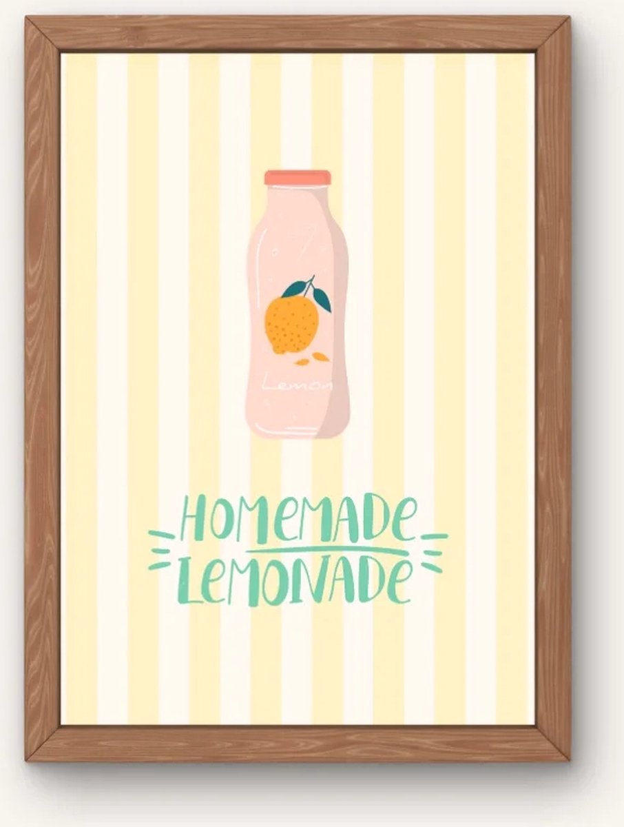 Kinderkamer poster met illustratie - Homemade Lemonade | Babykamer | kinderkamer decoratie | Poster met de tekst: Homemade lemonade | zomer | serre of tuinhuis | Wanddecoratie | 30x40 cm