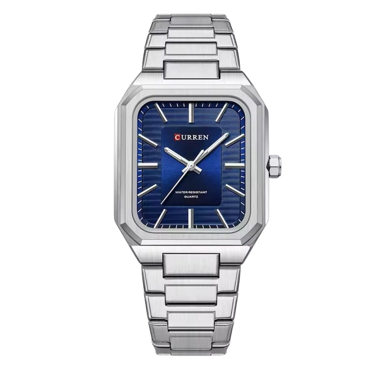 Curren - Heren Horloge - Polshorloge - Heren - Cadeau - Horloge - Geschenkdoos - Mannen - Zilver Blauw - Polsband Zilver