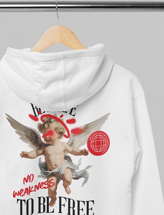 Heren Trui Witte Hoodie Met Vlinder Capuchonsweater Met Print